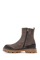 Men's Brown Zippered Suede Leather Casual Boots | Derimod