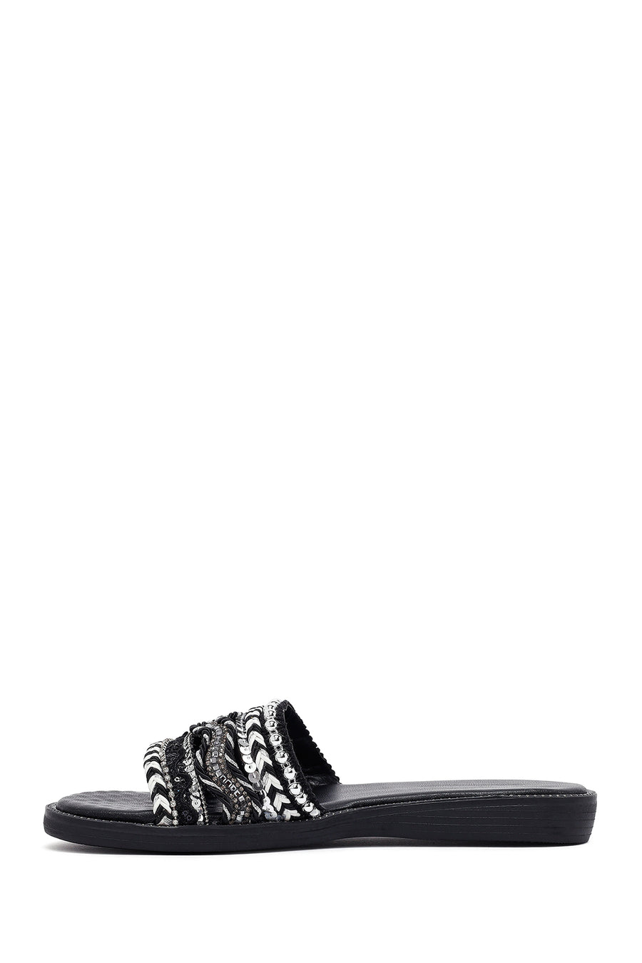 Woman Black Stone Slippers