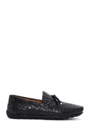 Men's Black Crocodile Leather Tasseled Loafer | Derimod