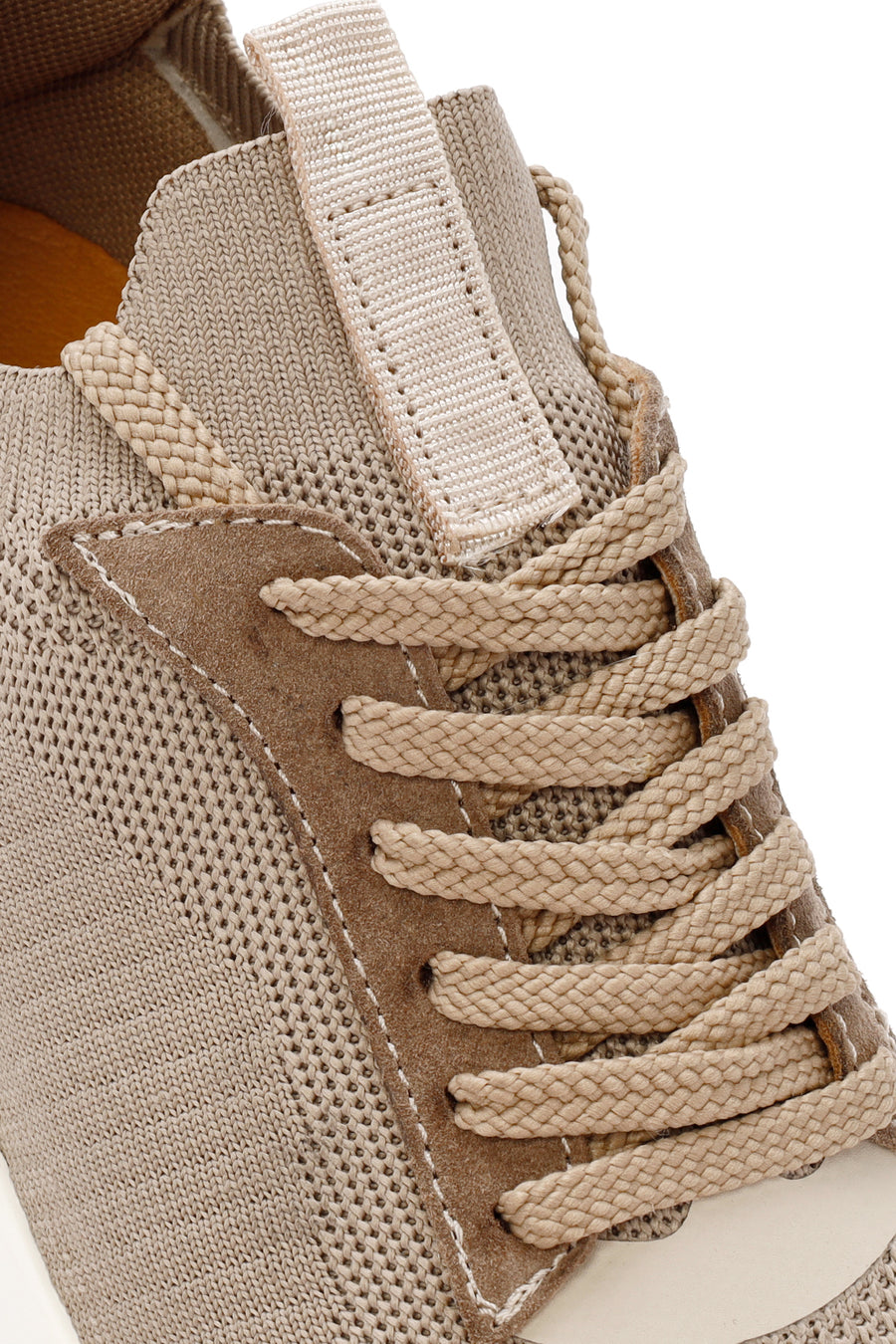 Derimod Zero Men's Beige Lace-Up Thick Soled Fabric Sneaker