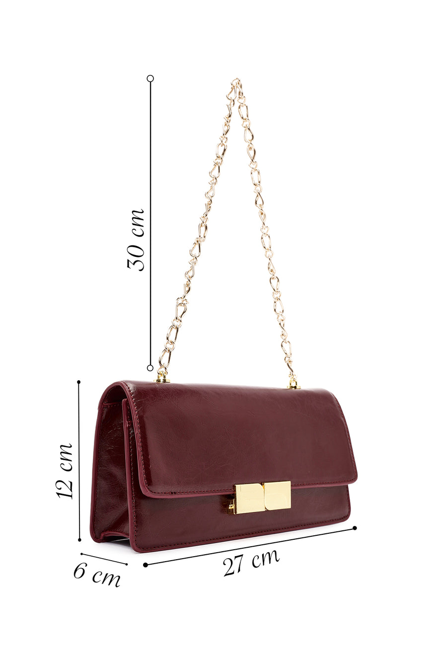 Women's Burgundy Chain Strap Shoulder Bag