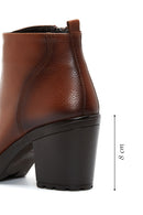 Women's Tan Zippered Heeled Classic Boots | Derimod