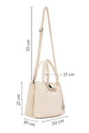 Women's Cream Long Strap Fabric Handbag | Derimod