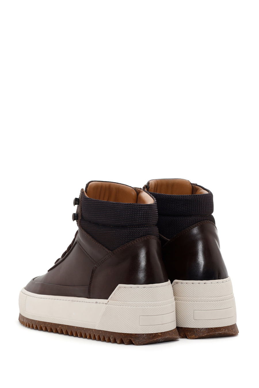 Men's Brown Thick-Sole Leather Sports Boots