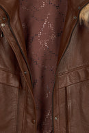 Carmen Woman Brown Fur Collar Leather Coat | Derimod
