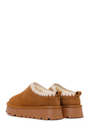 Woman Camel Thick-Soled Suede Teddy Boots | Derimod
