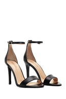 Women's Black Leather Heeled Sandals | Derimod