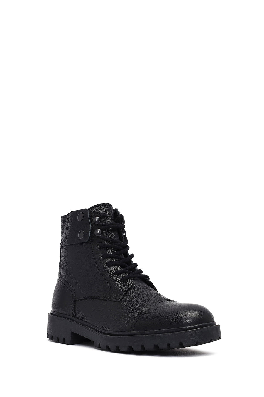 Male Black Zip Closure Leather Combat Boots
