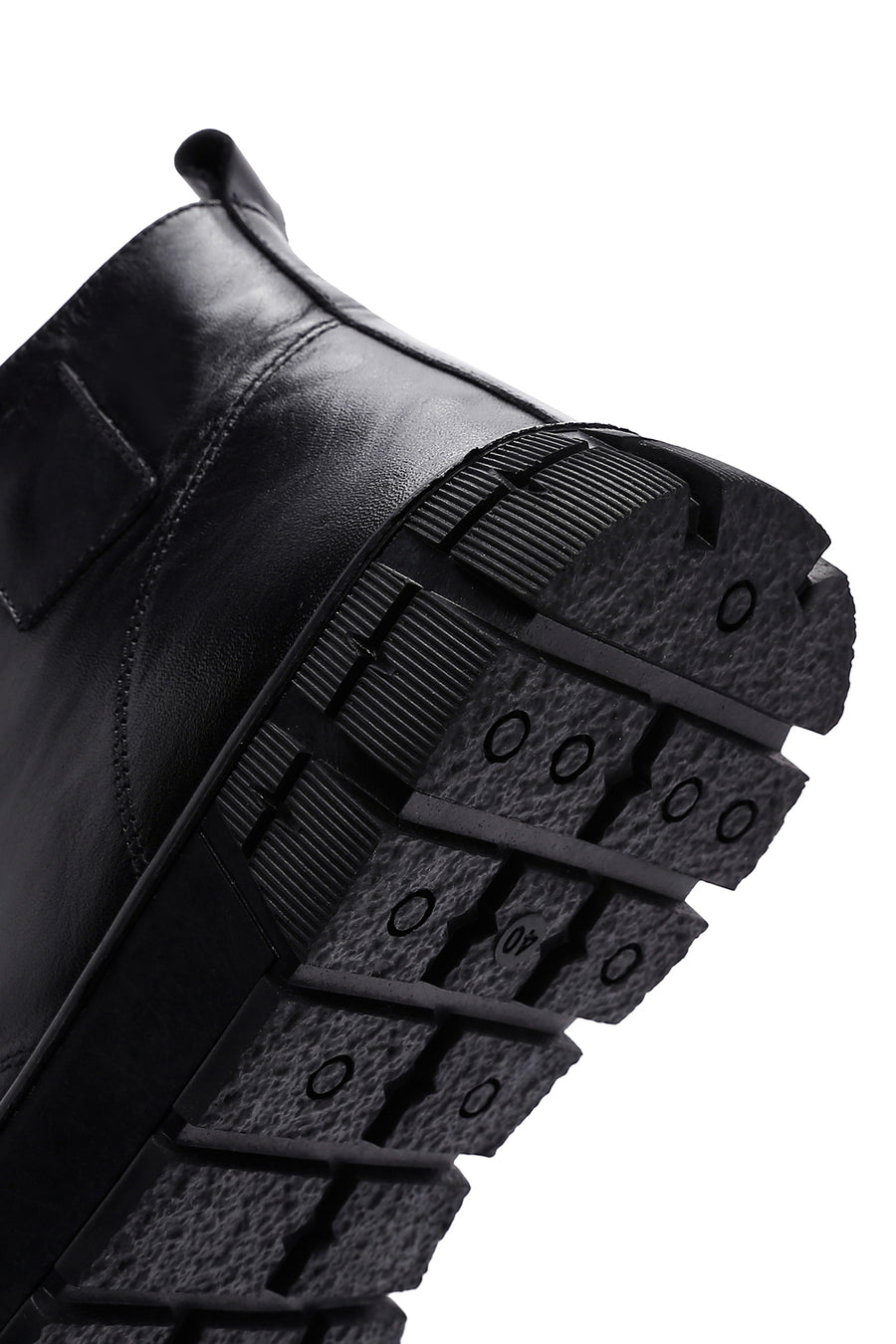 Men's Black Lace-Up Zippered Leather Boots
