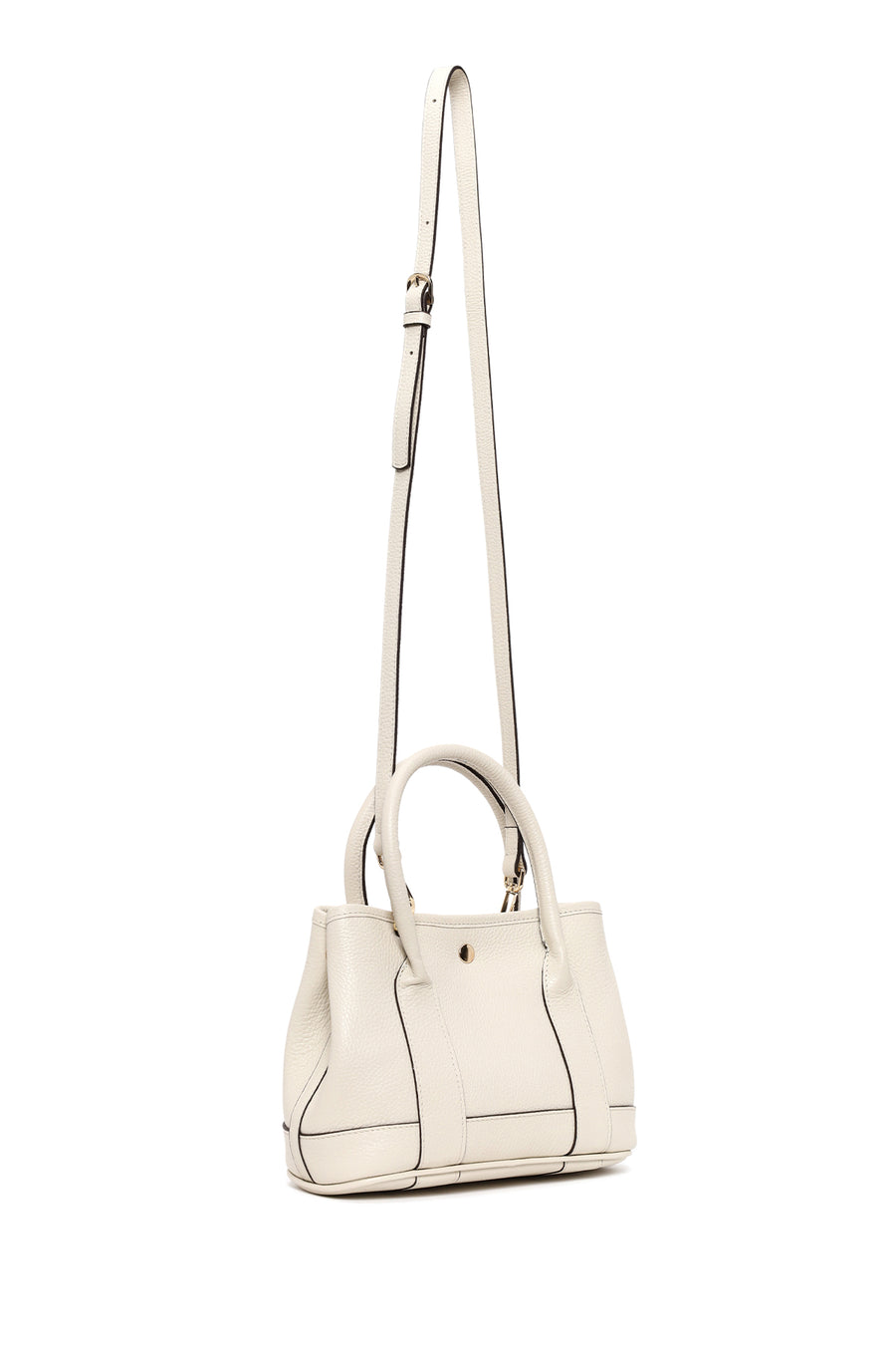 Woman Cream Long-Strap Mini Leather Shoulder Bag