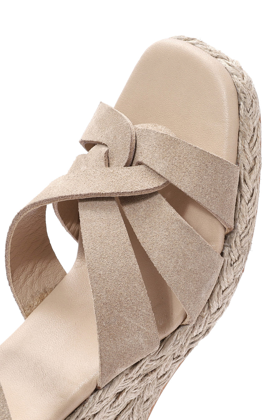 Women's Cream Ankle Strap Wedge Heel Suede Leather Espadrilles