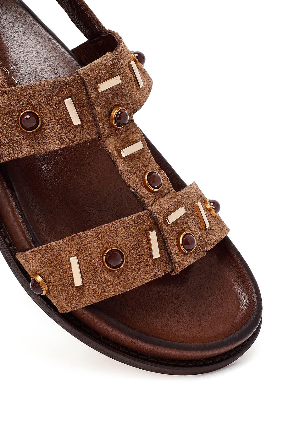 Women's Mink Stone Suede Leather Sandals