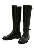 Women's Black Buckle Zippered Leather Boots | Derimod