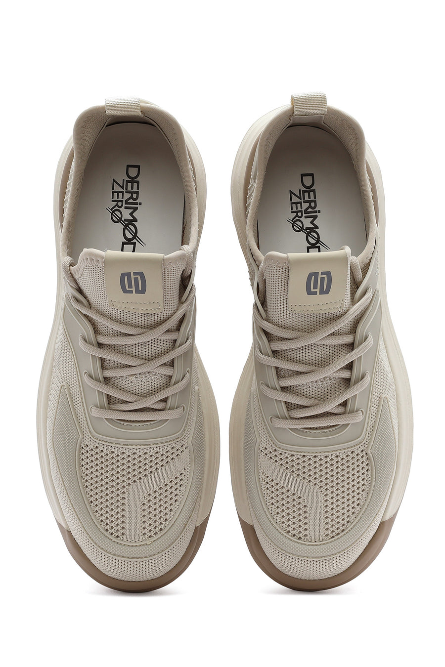 Erkek Bej Bağcıklı Kalın Tabanlı Sneaker