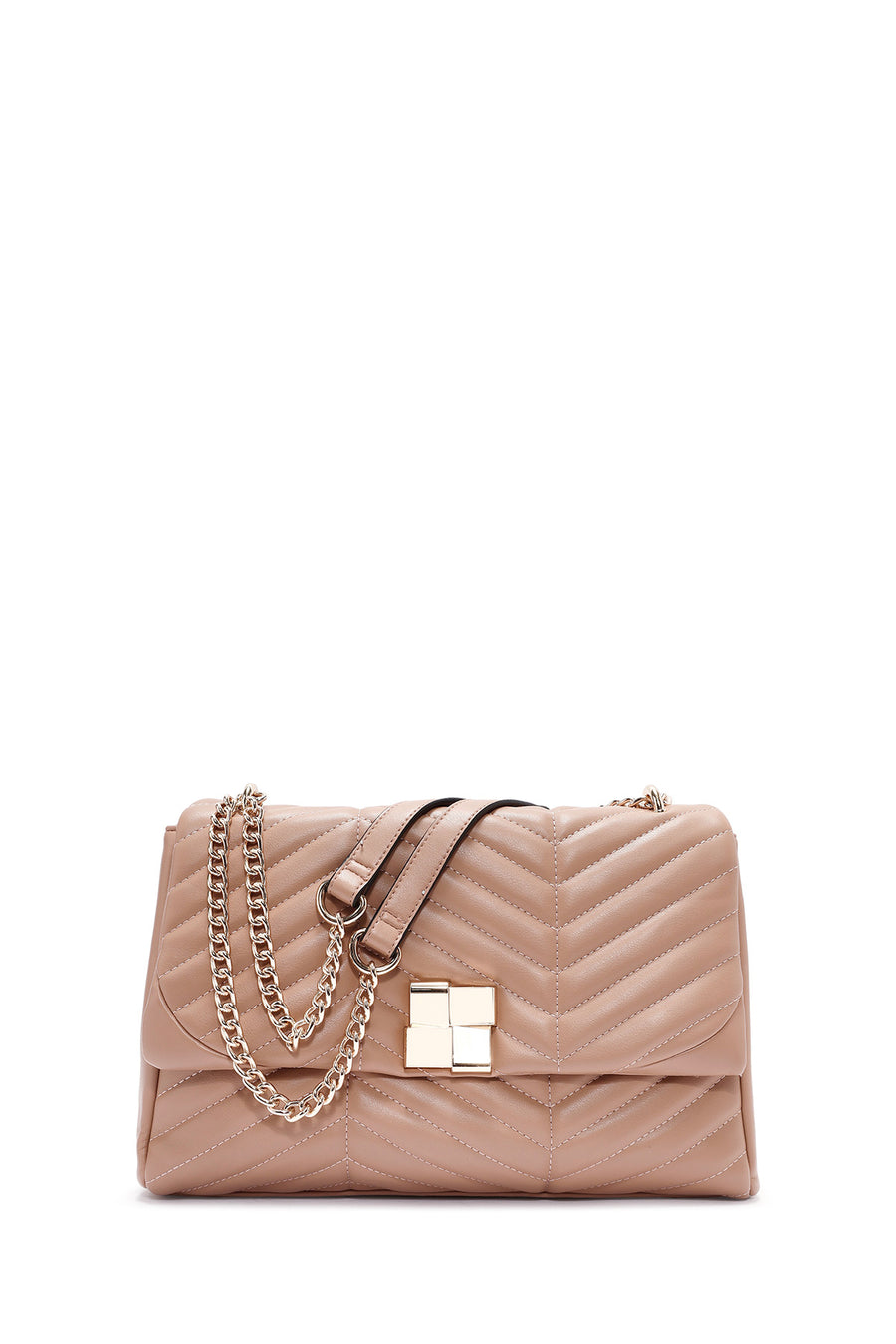 Women's Beige Long Strap Quilted Patterned Shoulder Bag 24WBD2728KP | Derimod