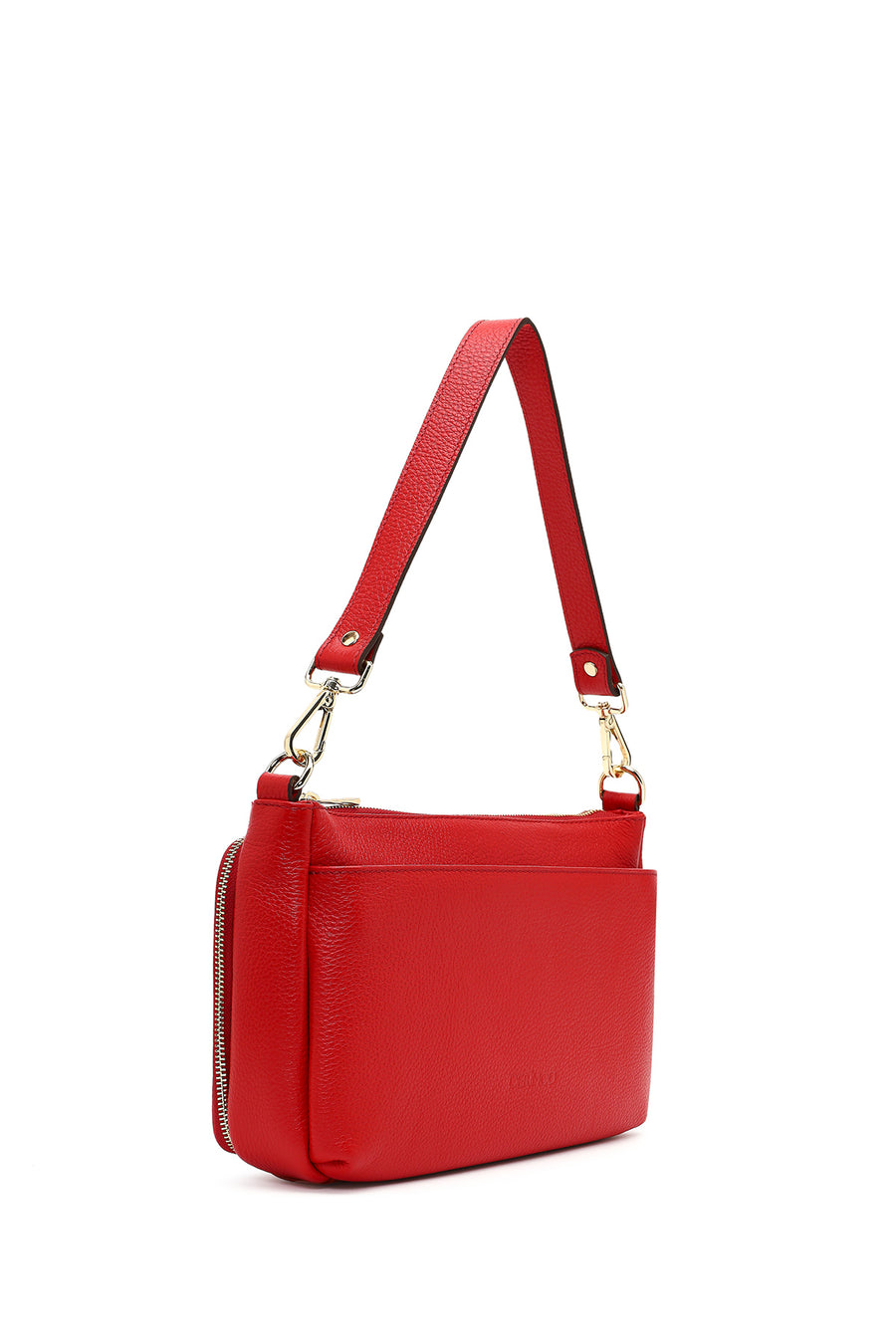 Women's Red Long Strap Leather Shoulder Bag