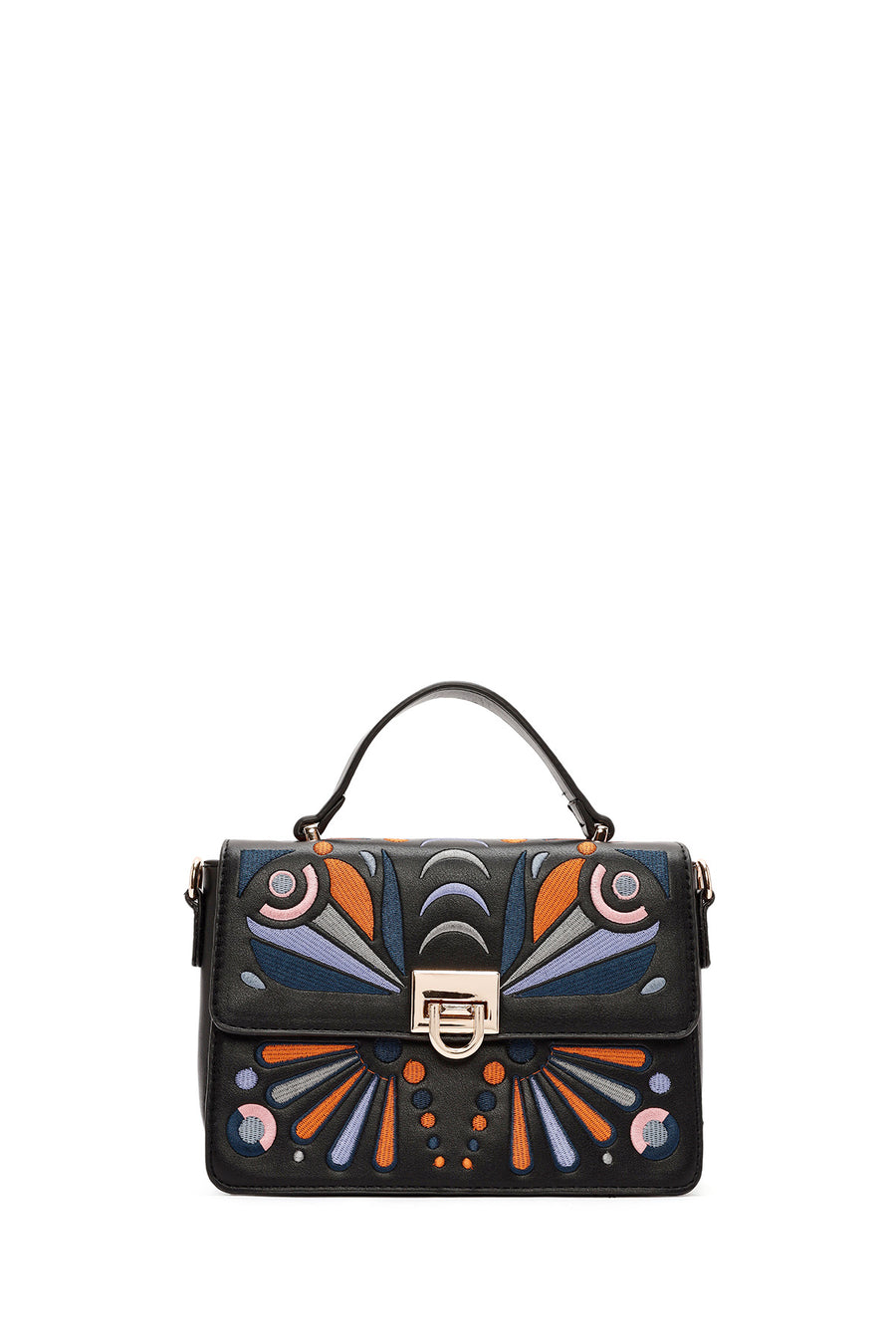 Women's Black Long Strap Printed Shoulder Bag
