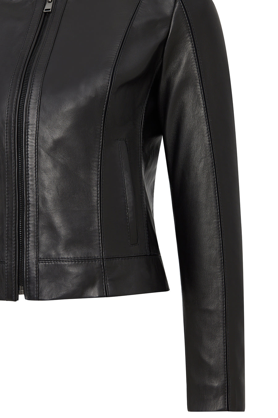 Flora Women's Black Slim Short Leather Jacket
