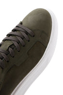 Men's Green Lace-Up Nubuck Leather Sneaker | Derimod