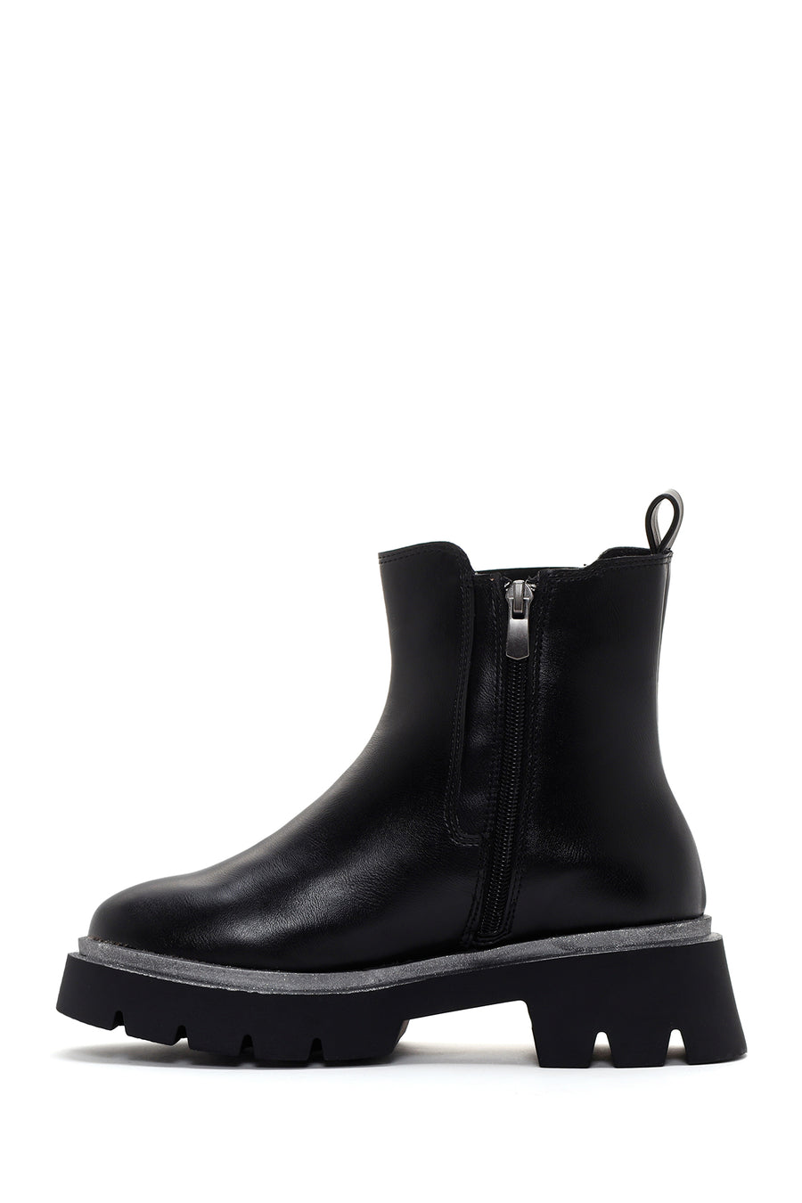 Women's Black Zippered Thick Soled Boots