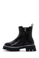 Women's Black Zippered Thick Soled Boots | Derimod