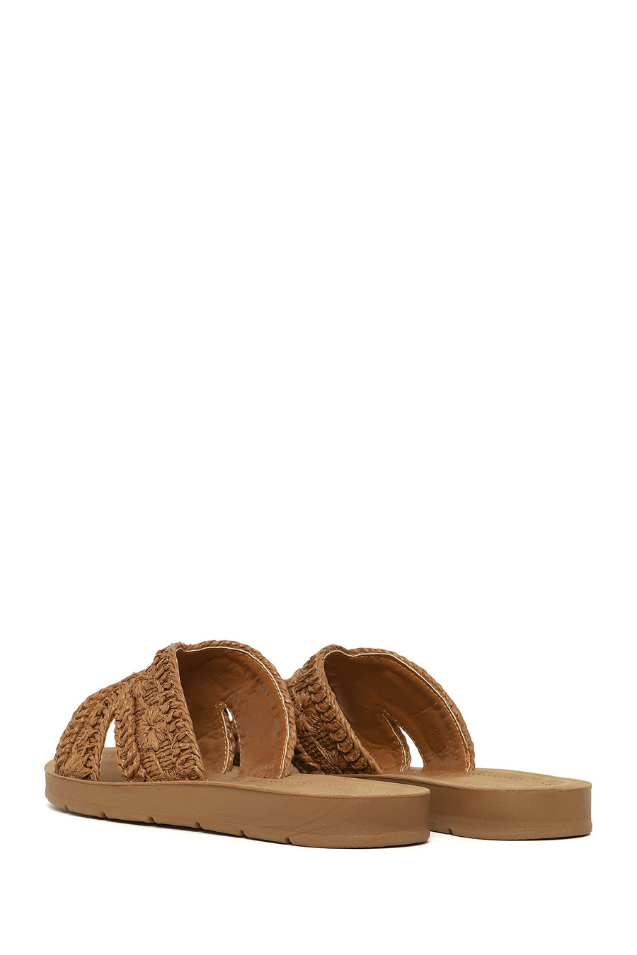 Women's Camel Straw Slippers