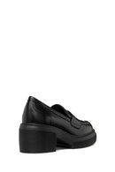 Geox Women Black Spherica Ec15 Thick Heel Leather Masculine Loafer | Derimod