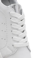Women's White Lace-up Thick-Sole Leather Sneaker | Derimod