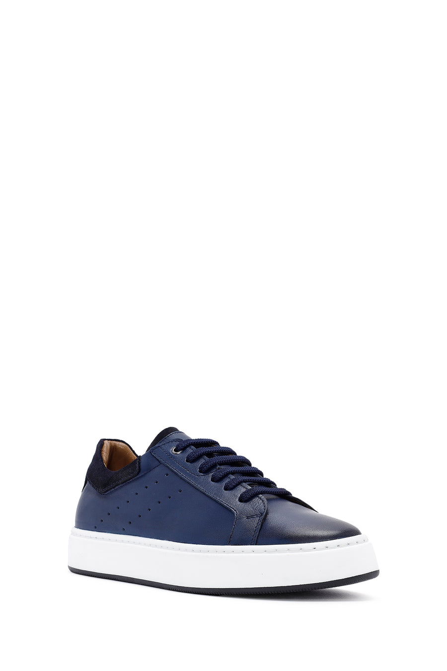 Men's Navy Blue Lace-Up Leather Sneaker