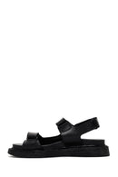 Women's Black Strappy Leather Comfort Sandals | Derimod