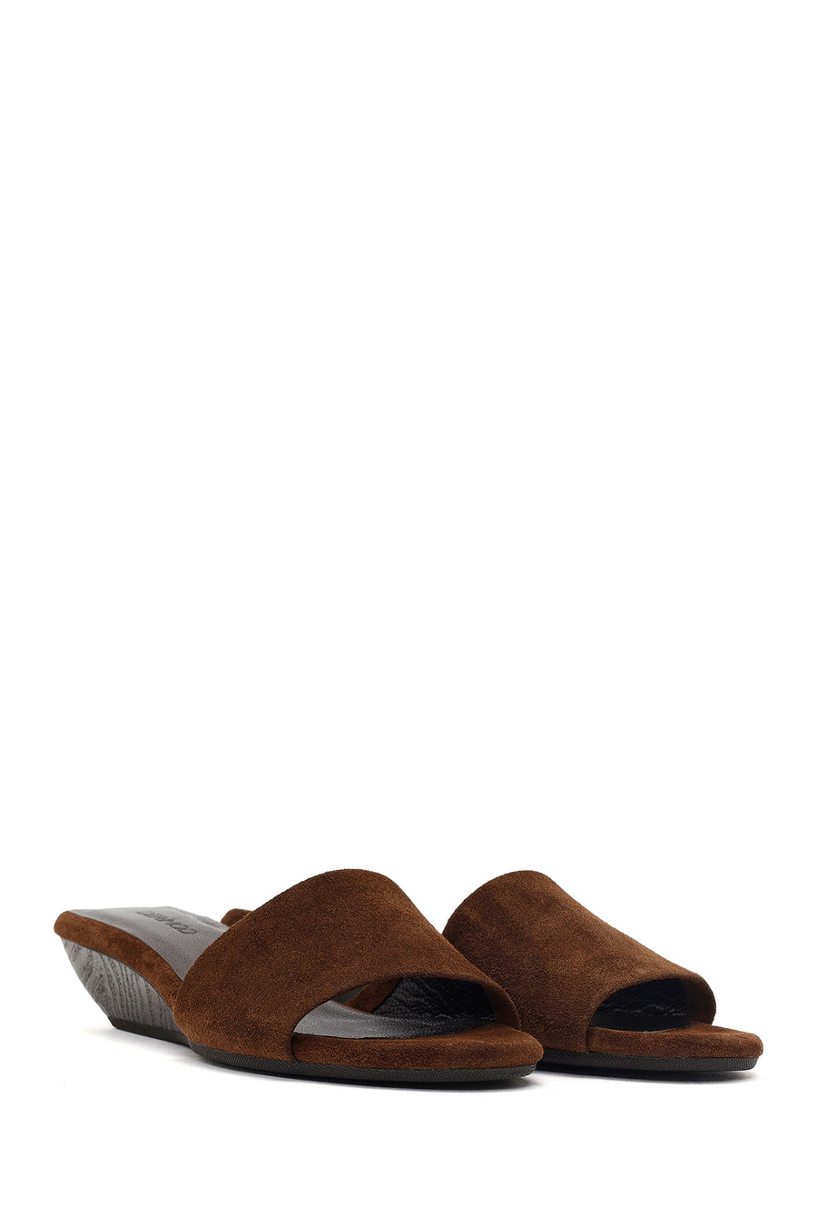 Women's Brown Thick-Soled Suede Leather Slippers