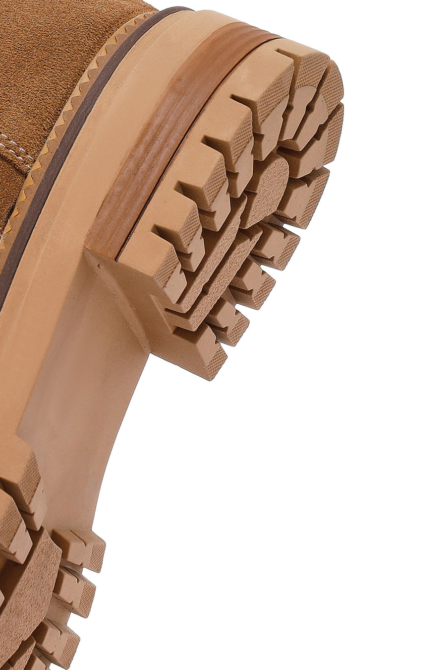Woman Tan Zippered Suede Leather Boat