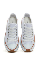 Women's White Thick Soled Fabric Sneaker | Derimod