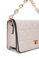 Women's Cream Long Strap Quilted Crossbody Bag | Derimod