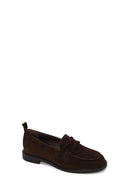 Woman Brown Suede Masculine Loafer | Derimod