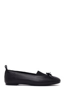 Woman Black Leather Ballet Flat | Derimod