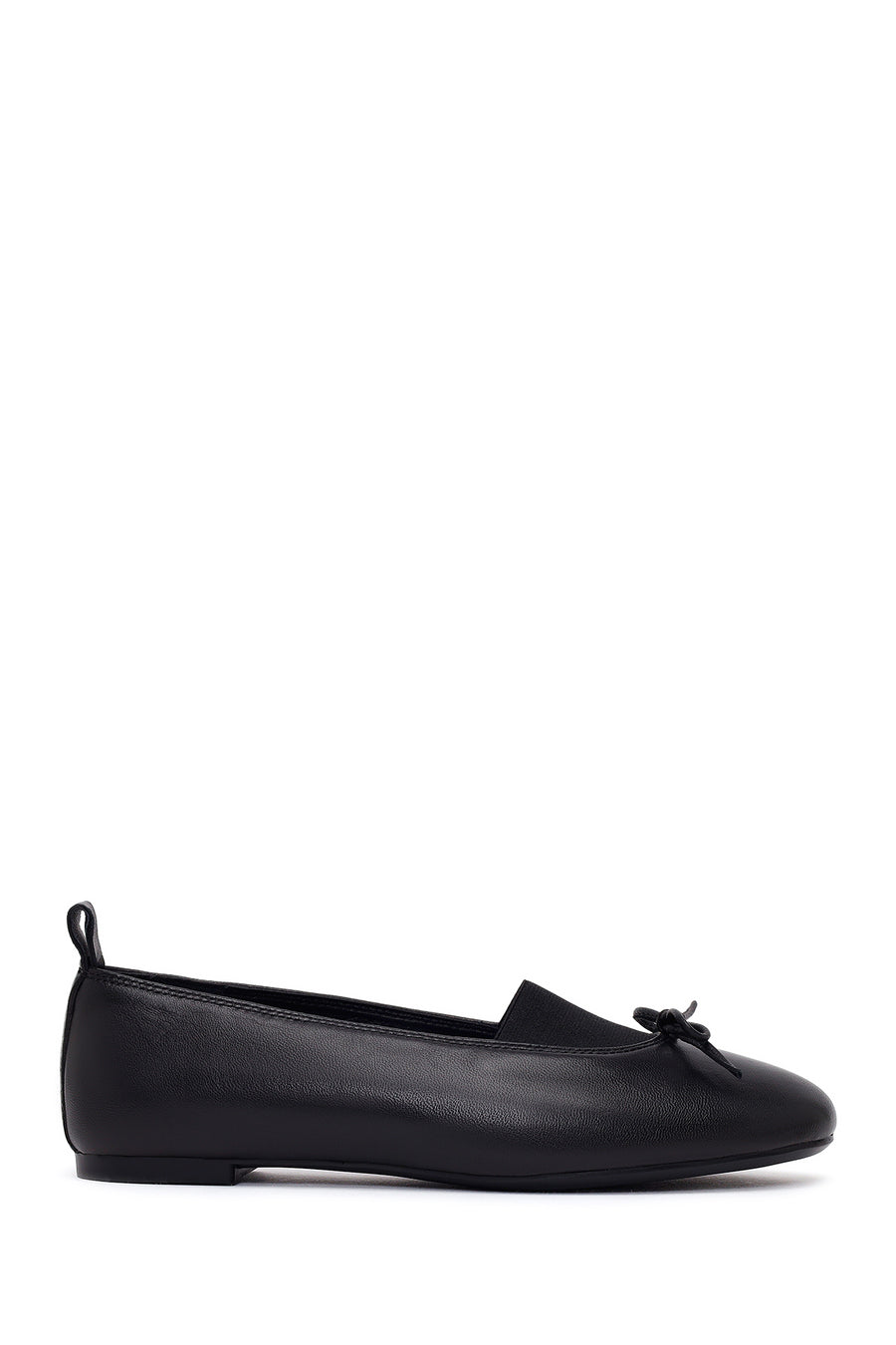 Woman Black Leather Ballet Flat 26PFD141418 | Derimod