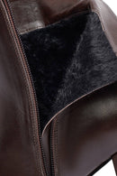 Woman Brown Zip Closure Chunky Heeled Leather Boots | Derimod