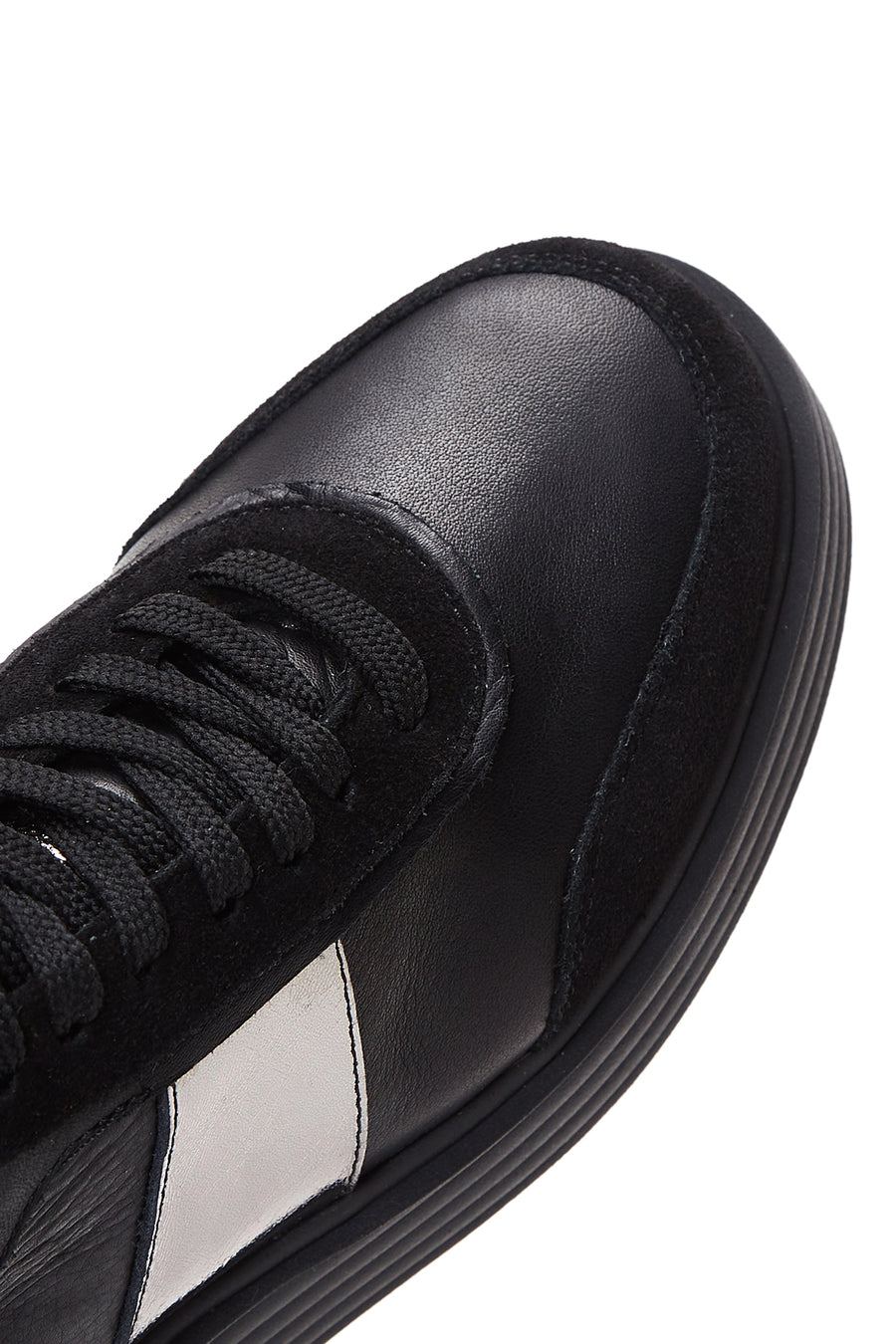 Kadın Siyah Deri Kalın Tabanlı Sneaker
