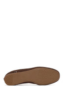 Women's Brown Patterned Suede Leather Ballet Flats | Derimod