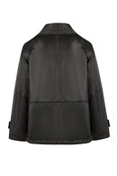 Stefan Woman Black A-Line Leather Jacket | Derimod