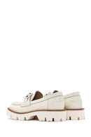 Women's Cream Leather Masculine Loafer | Derimod