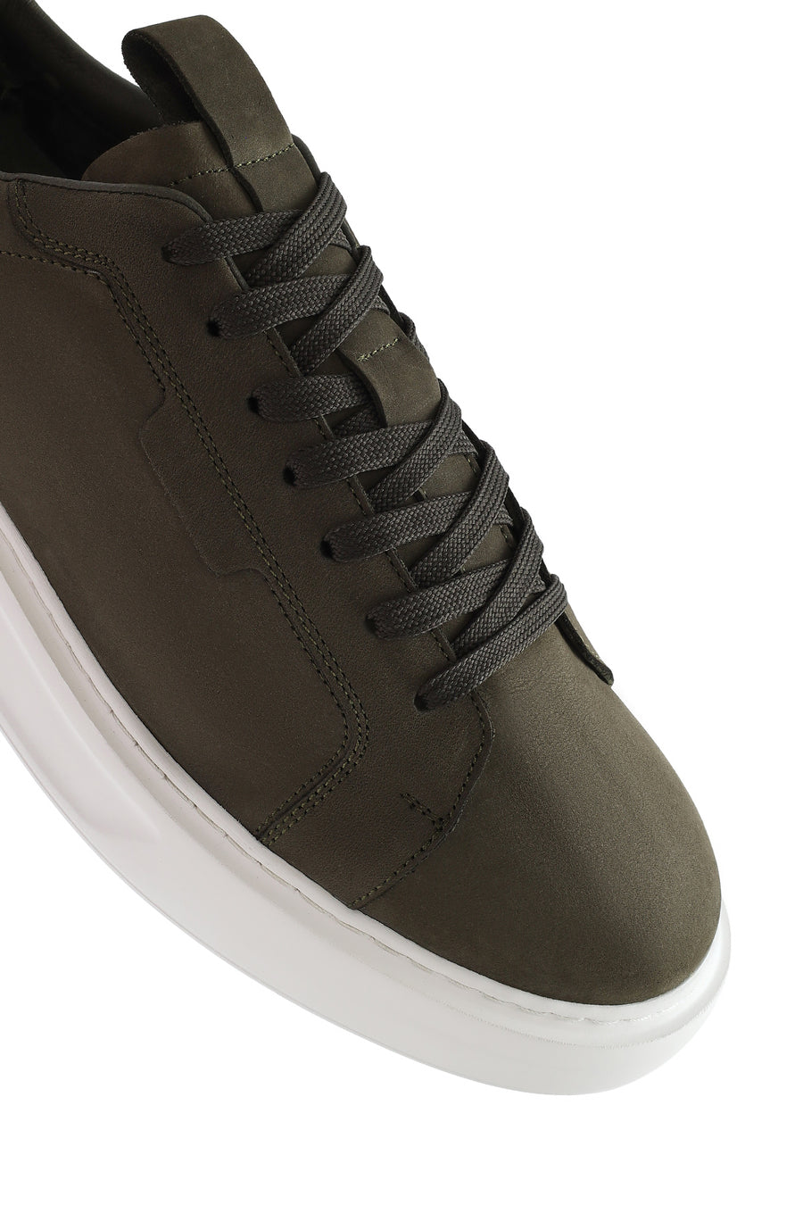 Erkek Haki Bağcıklı Nubuk Deri Sneaker