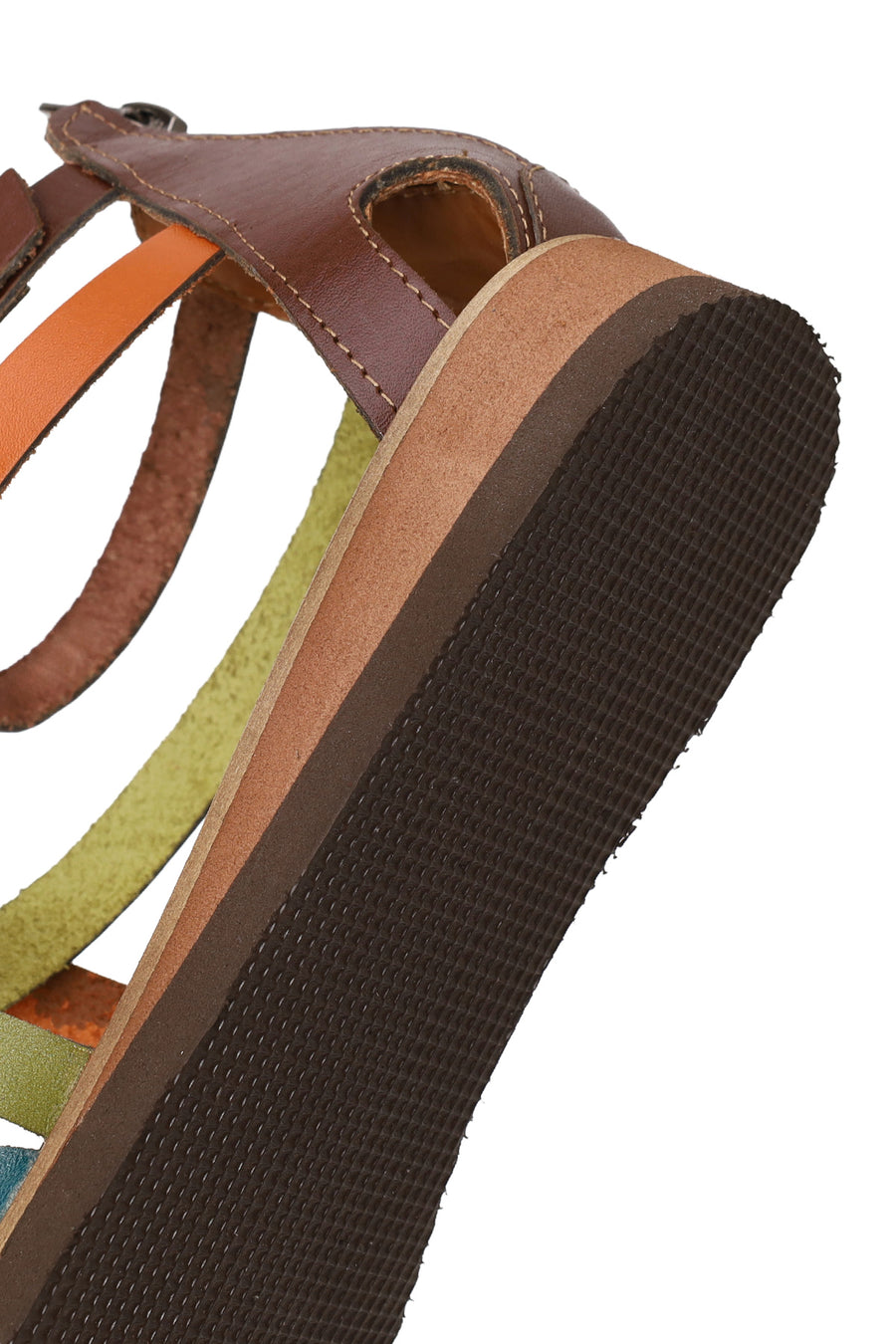 Woman Multicolor Ankle-Buckle Leather Bodrum Sandal