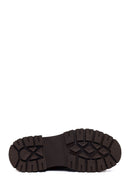 Woman Brown Lace-Up Fur-Detail Thick-Soled Suede Casual Shoes | Derimod