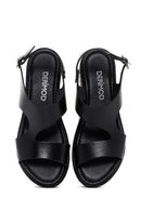 Women's Black Ankle Strap Leather Sandals | Derimod