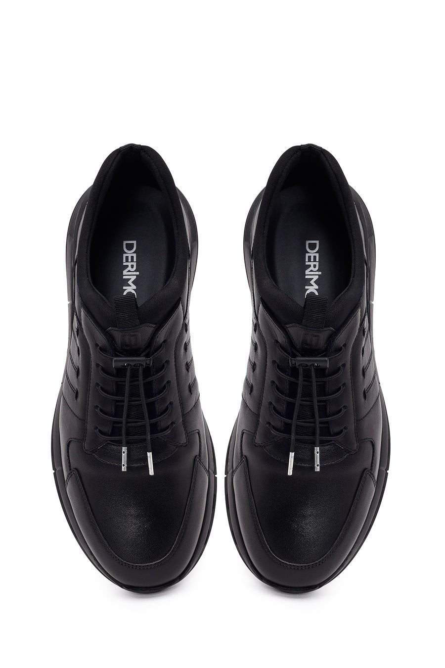 Erkek Siyah Bağcıklı Deri Sneaker