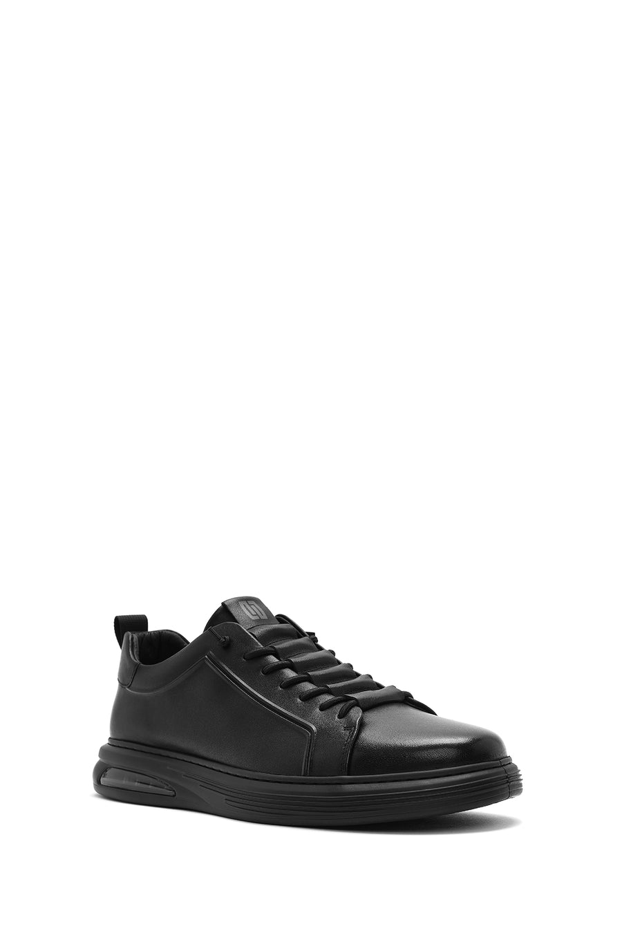 Men's Black Lace-up Leather Sneaker