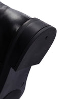 Women's Black Leather Zippered Boots | Derimod