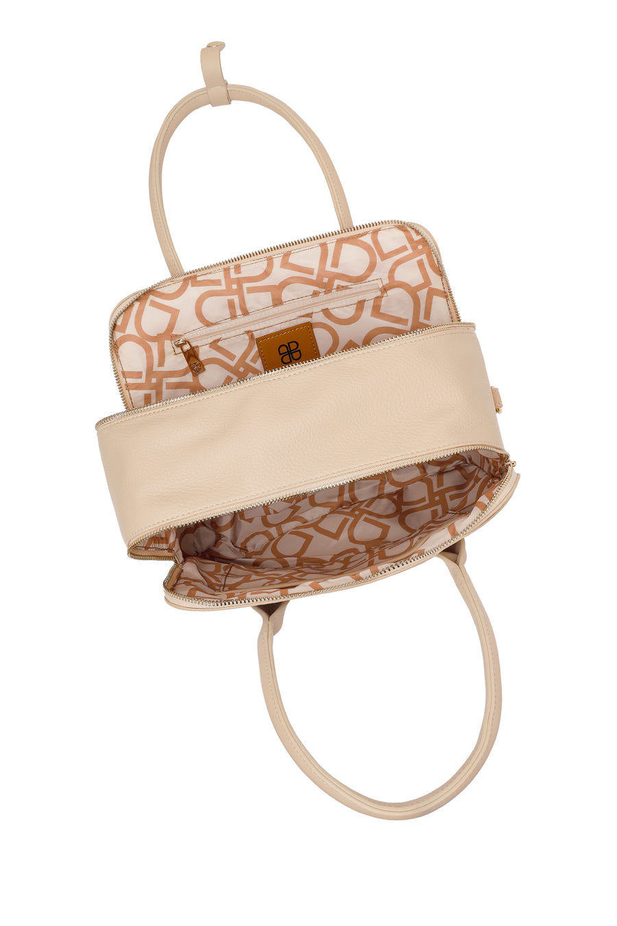 Woman Cream Long Strap Printed Shoulder Bag